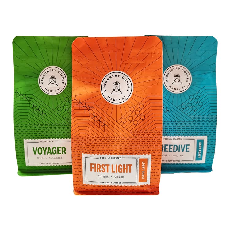 12oz Compostable White Kraft Flat Bottom Coffee Pouch with Valve & Zipper – custom coffee packaging