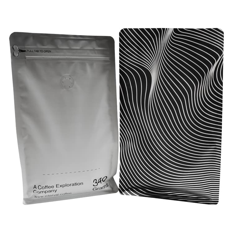 12oz Digital Printed Flat Bottom Coffee Bag with Pull-Tab Zipper – custom coffee packaging
