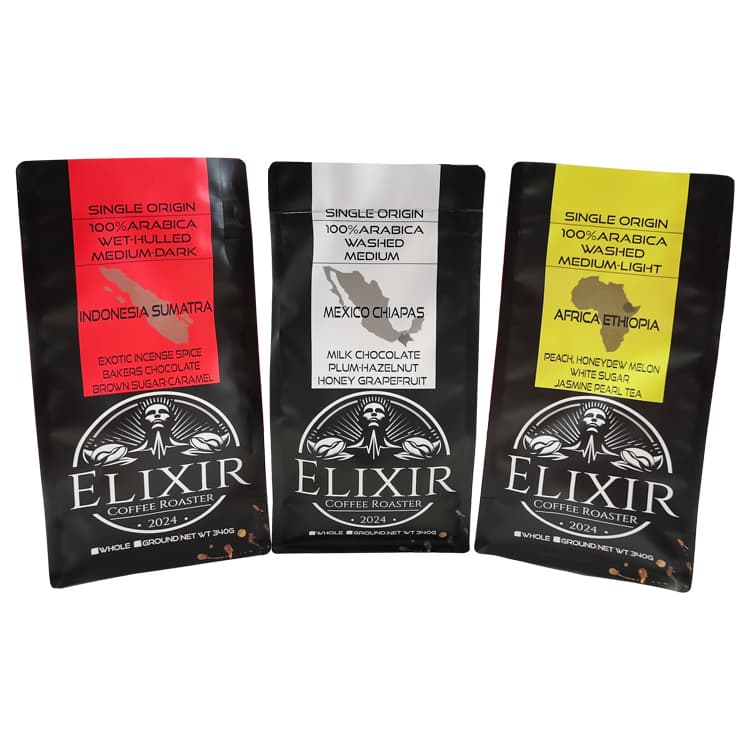 12oz Recyclable Flat-Bottom Coffee Bag with Valve and Zipper – custom coffee packaging